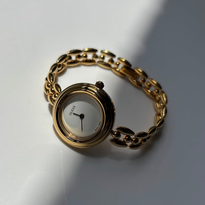 Gucci 1990s Interchangeable Bezel Gold Plated Race Chain Watch with case, 6 bezels (160mm)