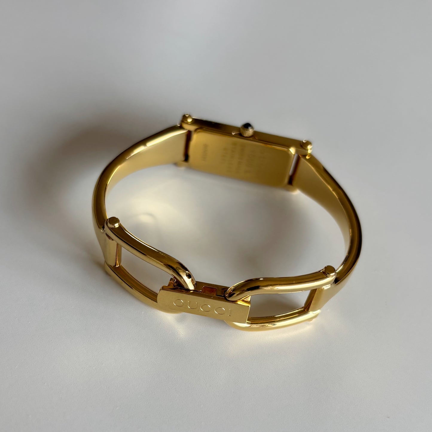 Gucci 1990s Gold Dial Gold Plated Bangle Watch (Small)