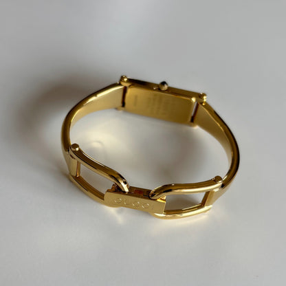 Gucci 1990s Gold Dial Gold Plated Bangle Watch (Small)