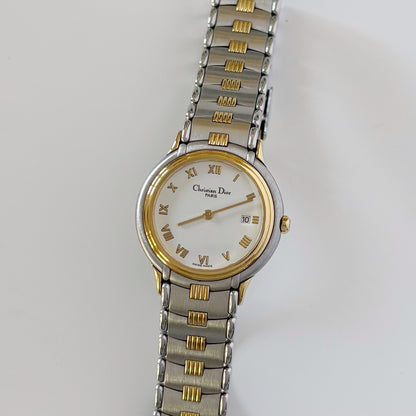 Dior 1990s Date Two Tone Watch