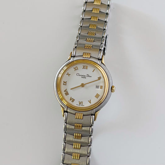 Dior 1990s Date Two Tone Watch