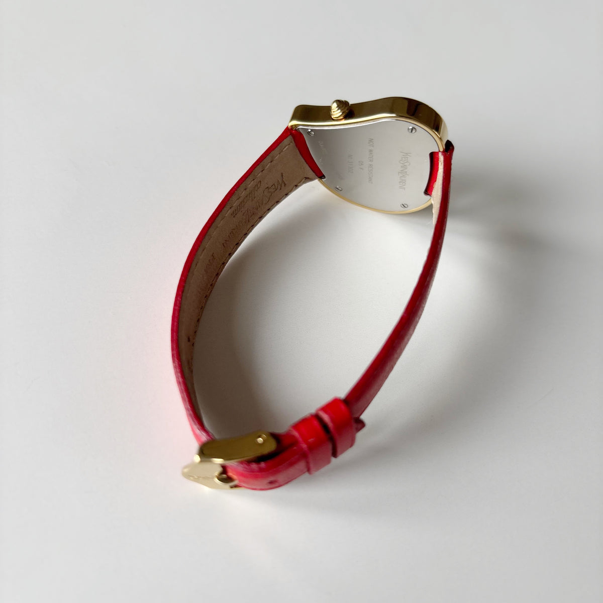 Yves Saint Laurent 1990s Heart Dial Gold Plated Red Watch