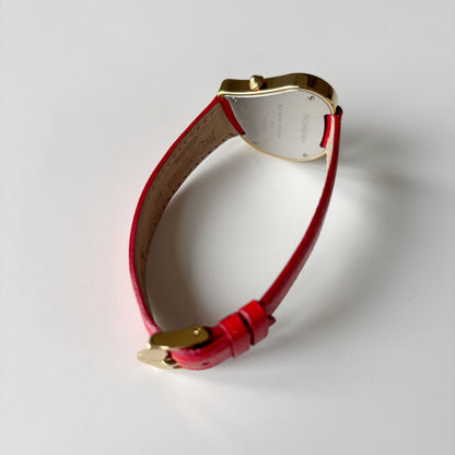 Yves Saint Laurent 1990s Heart Dial Gold Plated Red Watch