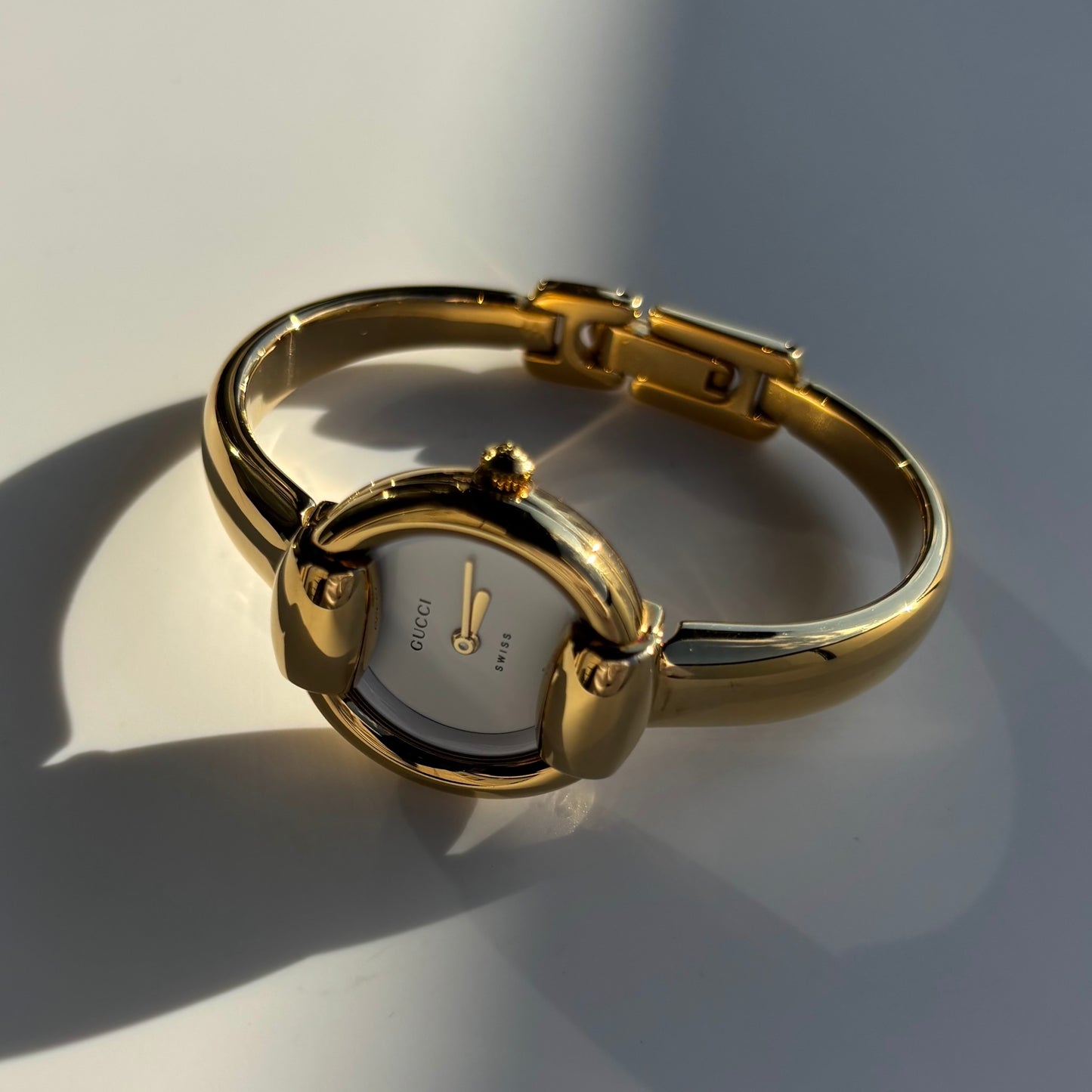 Gucci 1990s Gold Plated Bangle Watch (Small)