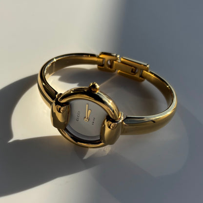 Gucci 1990s Gold Plated Bangle Watch (Small)