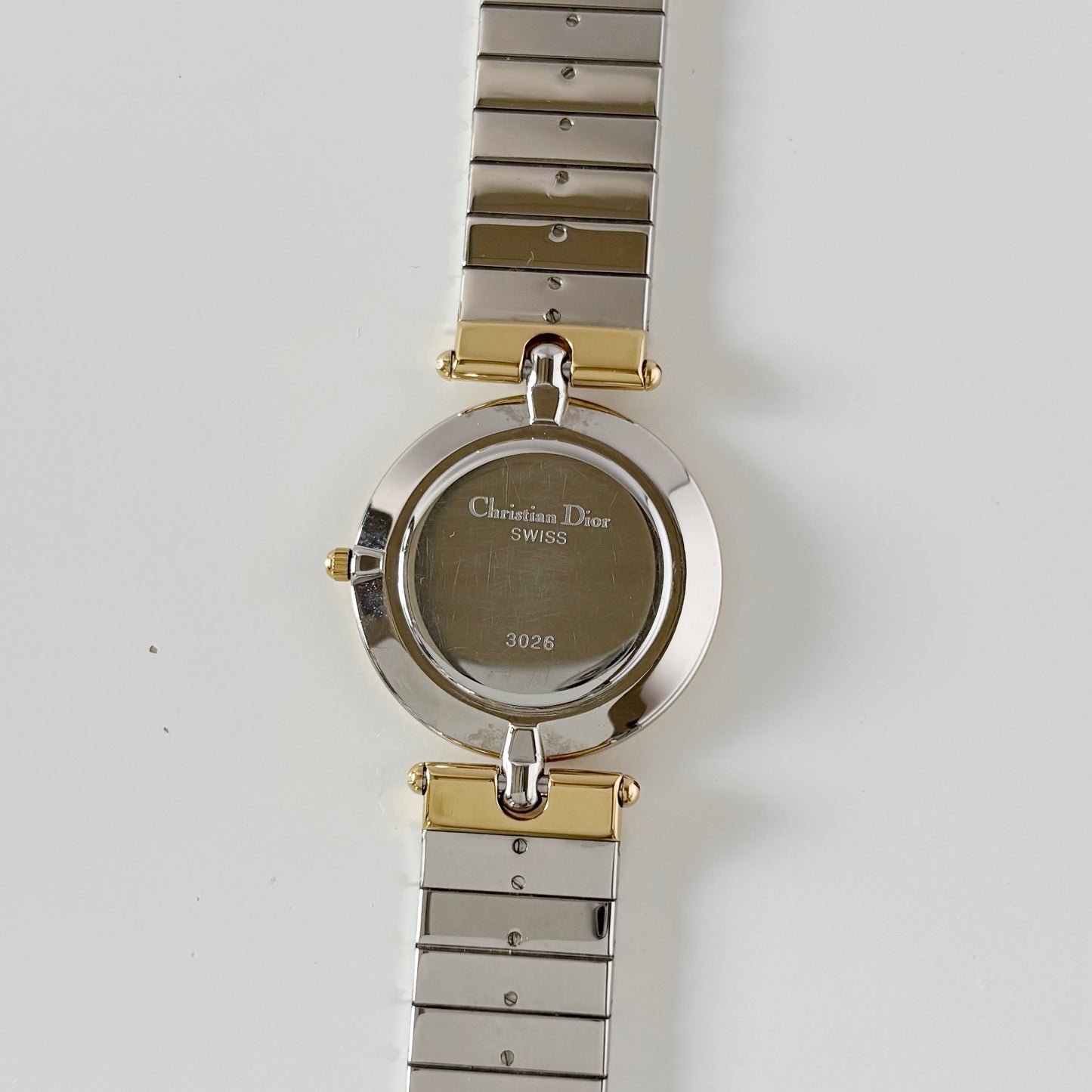 Dior 1990s Navy Dial Gold Plated Two Tone Watch (Large)