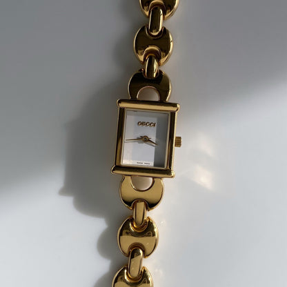 Gucci 1990s Interchangeable Belt Gold Plated Watch with 3 strap, case