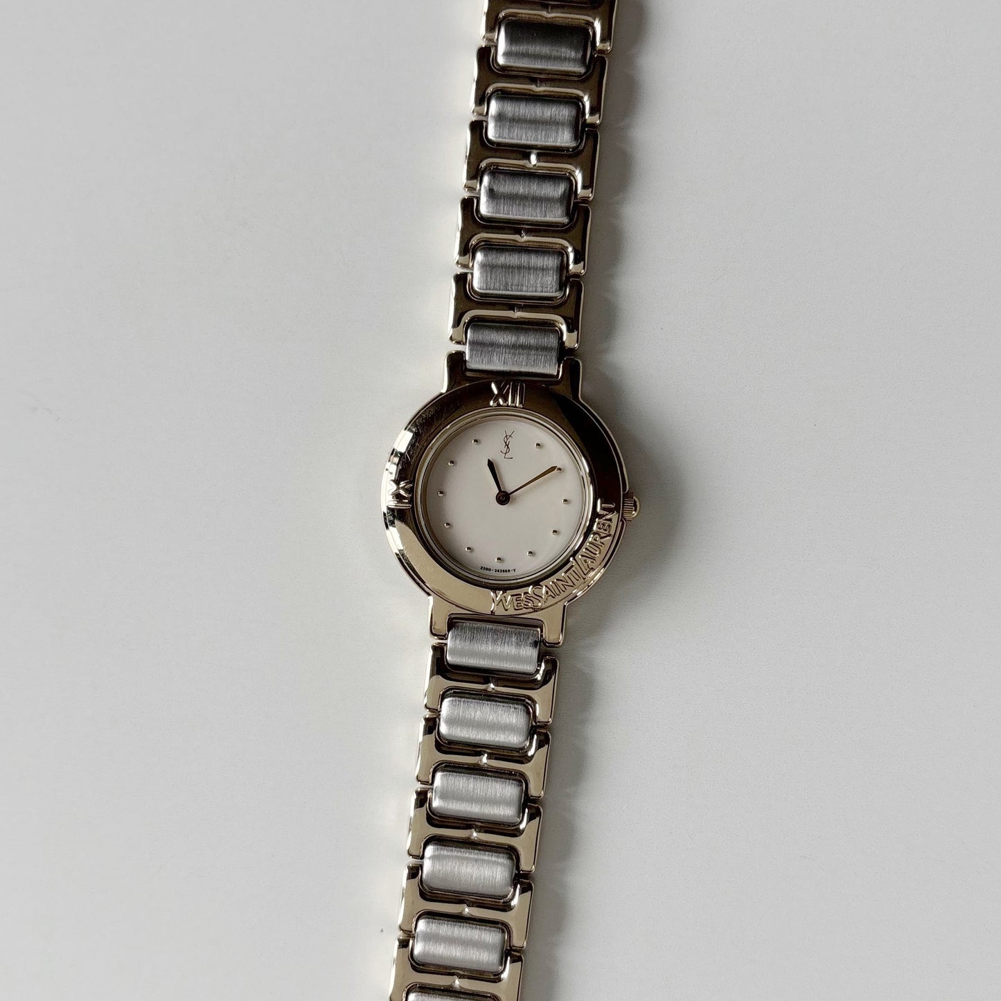 Yves Saint Laurent 1990s Round Dial Two Tone Watch