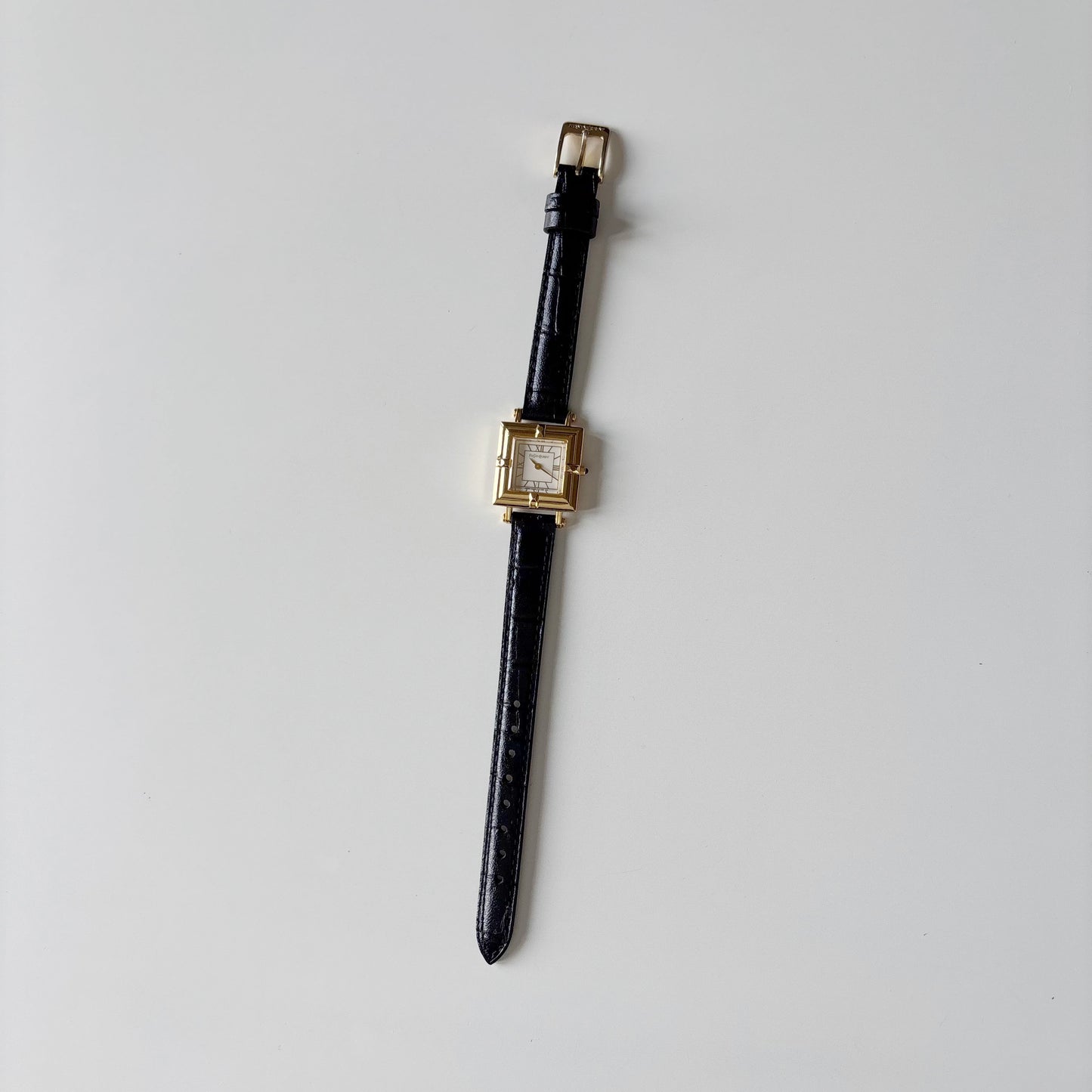 Yves Saint Laurent 1990s Square Dial Gold Plated Watch