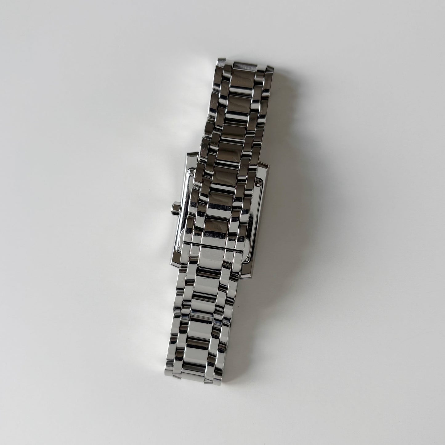 Fendi 1990s Seashell Dial Tank Silver Watch