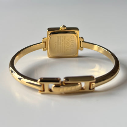 Gucci 1990s Square Dial Gold Plated Bangle Watch (Small)