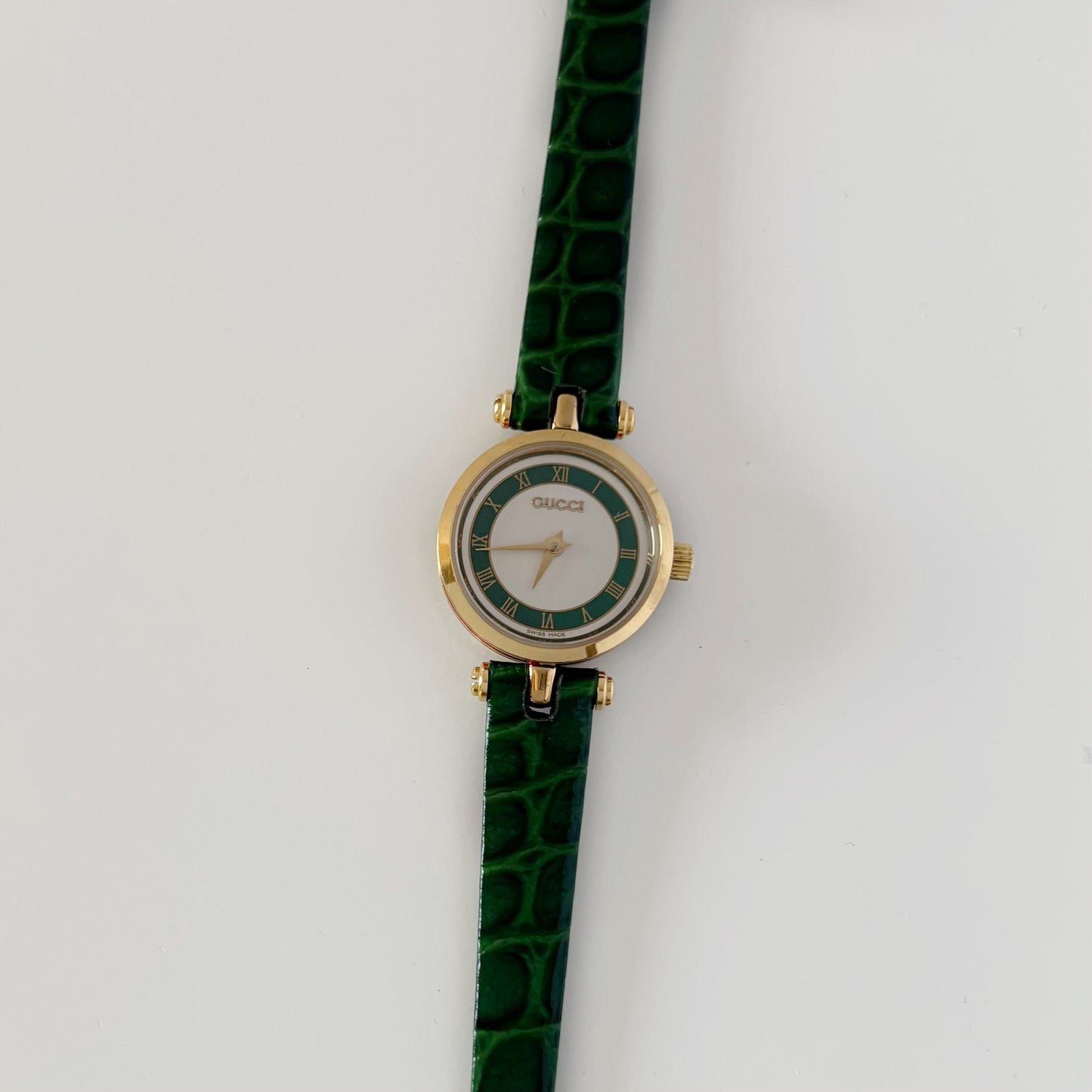 Gucci 1990s Green Dial Sherry Gold Plated Watch