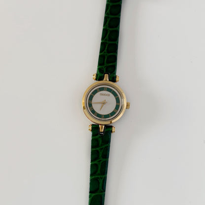 Gucci 1990s Green Dial Sherry Gold Plated Watch
