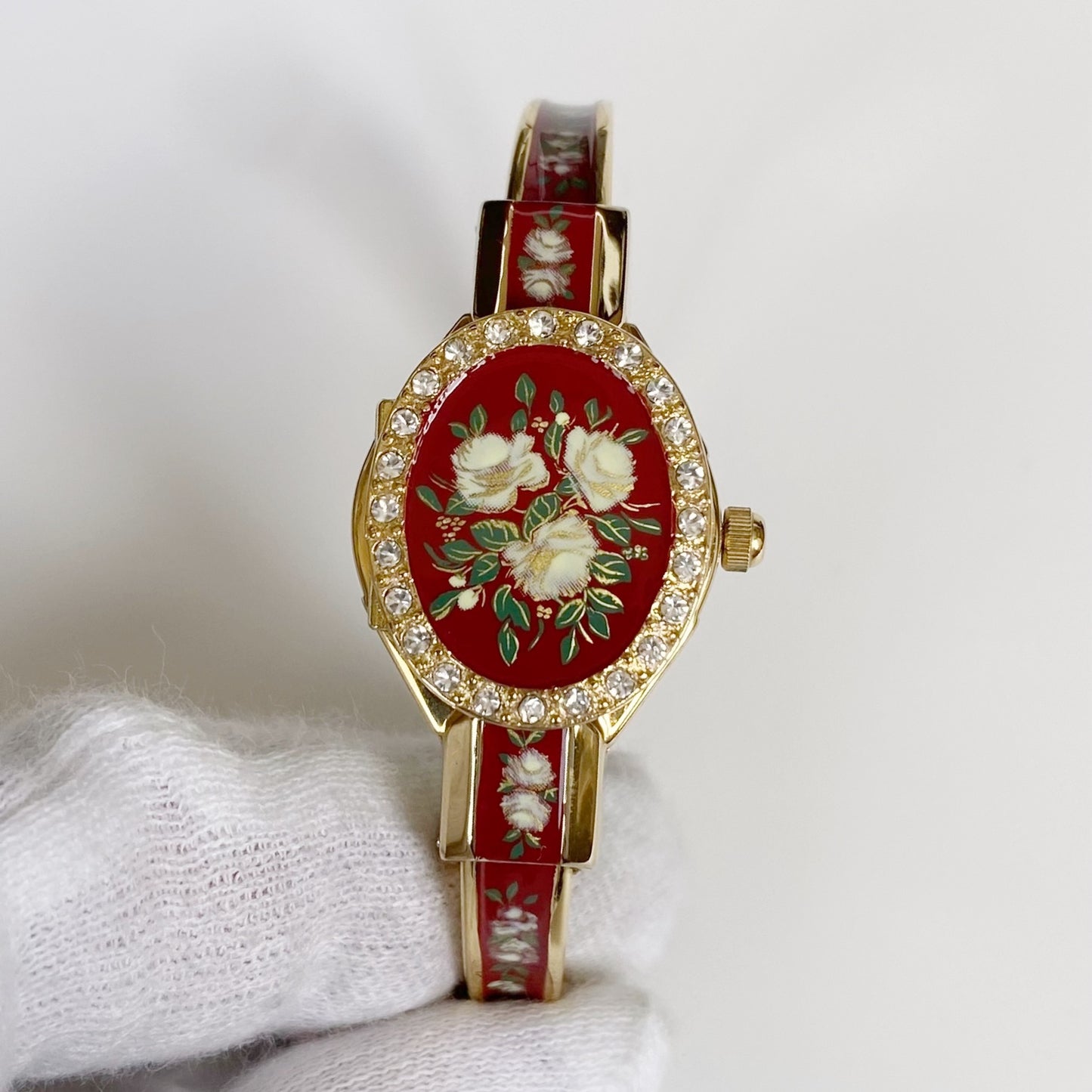 André  Mouche 1990s Red Gold Plated Bangle Watch