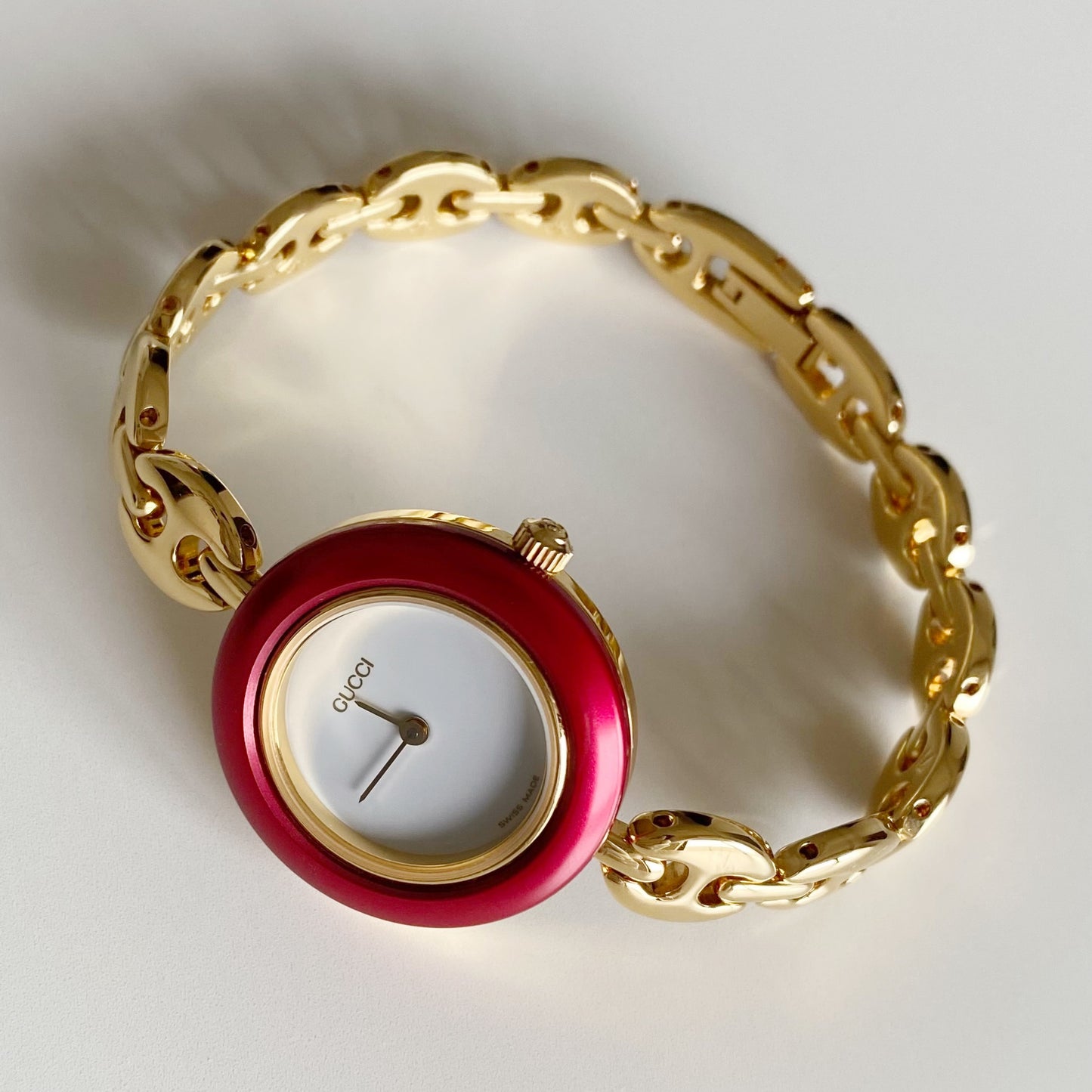 Gucci 1990s Interchangeable Bezel Gold Plated Watch with 6 bezels, case (166mm)