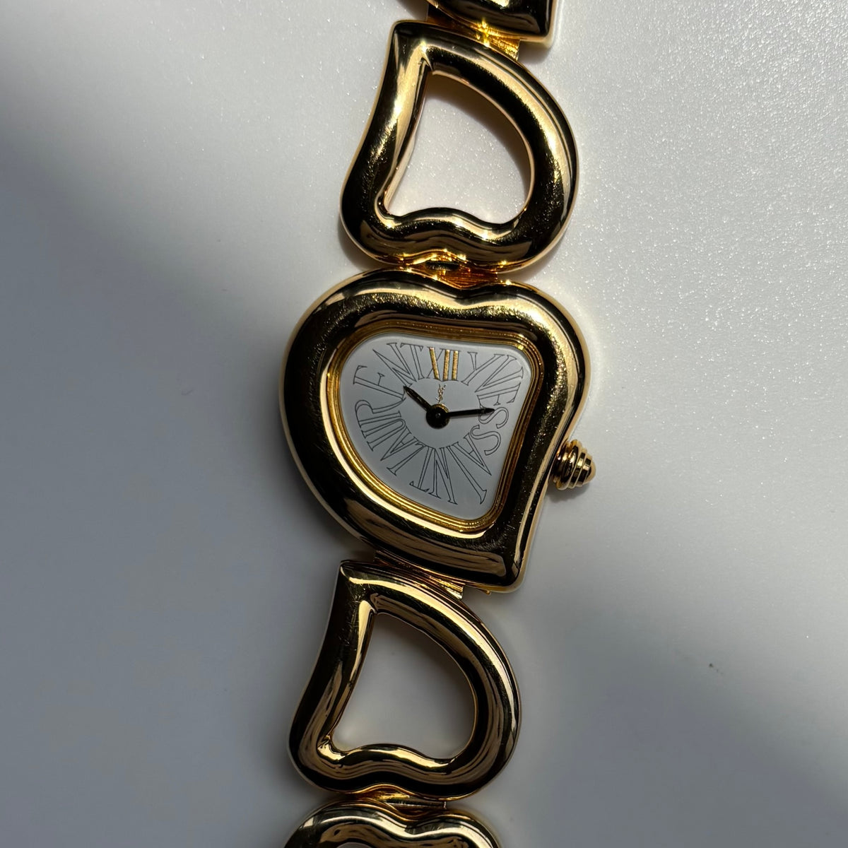 Yves Saint Laurent 1990s Heart  Dial Band Gold Plated Watch