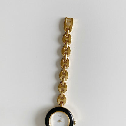 Gucci 1990s Interchangeable Bezel Gold plated Watch with 6 bezels, case (165mm)