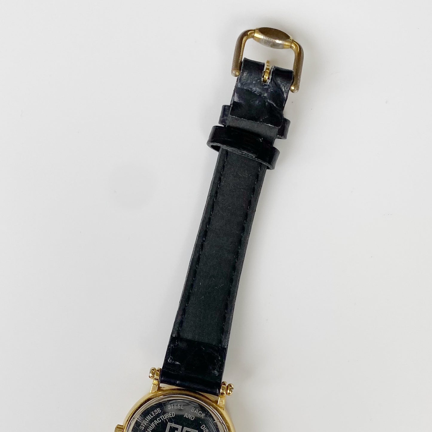 Givenchy 1990s Gold Plated Round Leather Watch