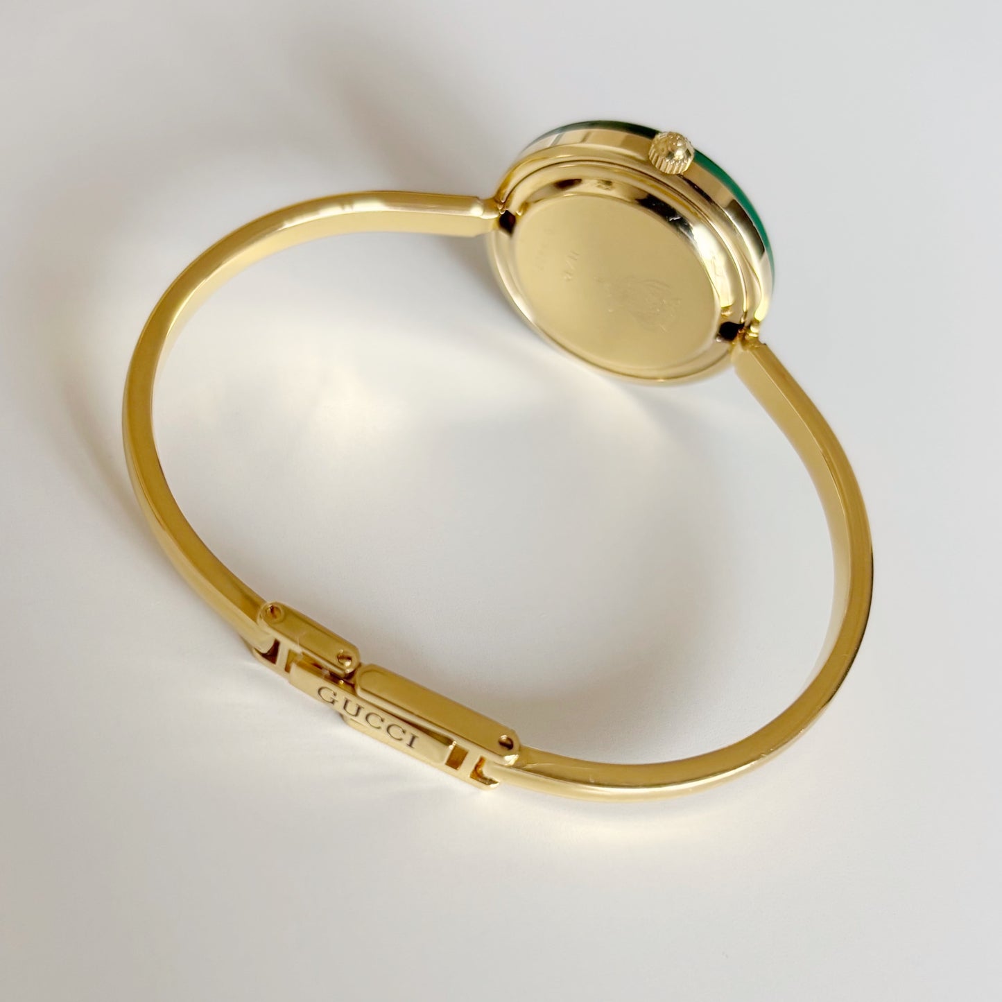 Gucci 1990s Interchangeable Bezel Gold Plated Bangle Watch with 12 bezels, case