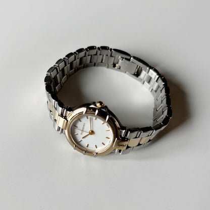 Yves Saint Laurent 1990s Round Dial Two Tone Gold Plated Watch