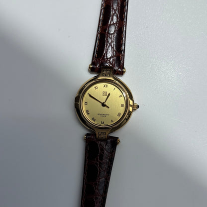 Givenchy 1990s Round Dial Gold Plated Watch