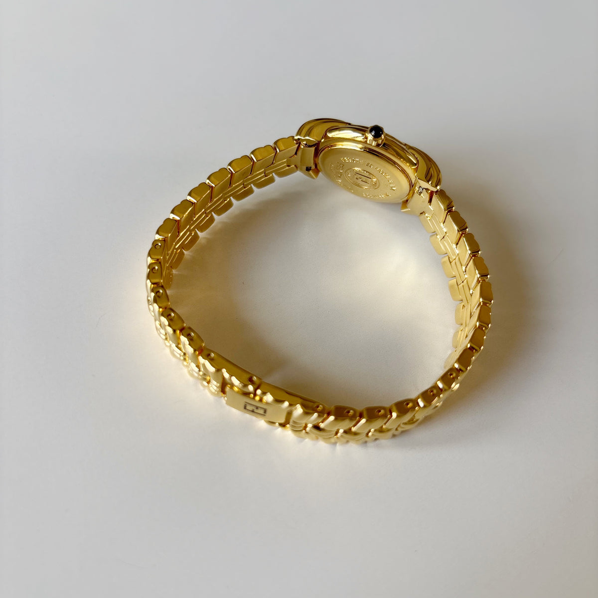 Fendi 1990s Round Dial Gold Plated Watch