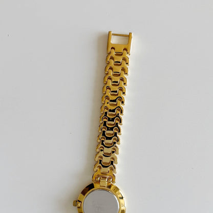 Dior 1990s Seashell Round Dial Gold Plated Watch
