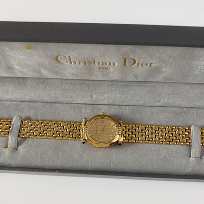 Dior 1990s Octagon Dial Gold Plated Watch