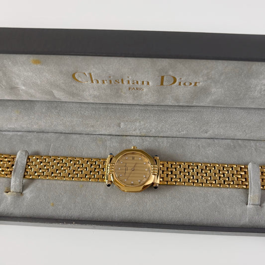 Dior 1990s Octagon Dial Gold Plated Watch