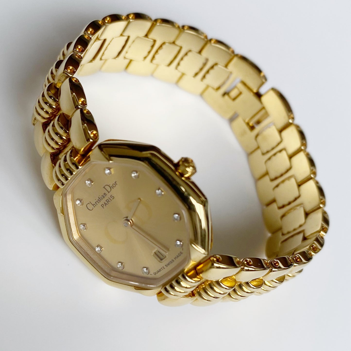 Dior 1990s Octagon Gold Plated Watch