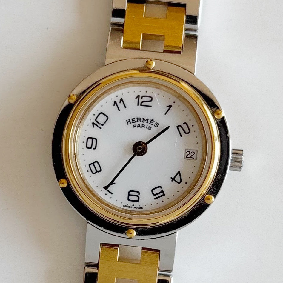Hermes 1990s Clipper Two Tone Watch