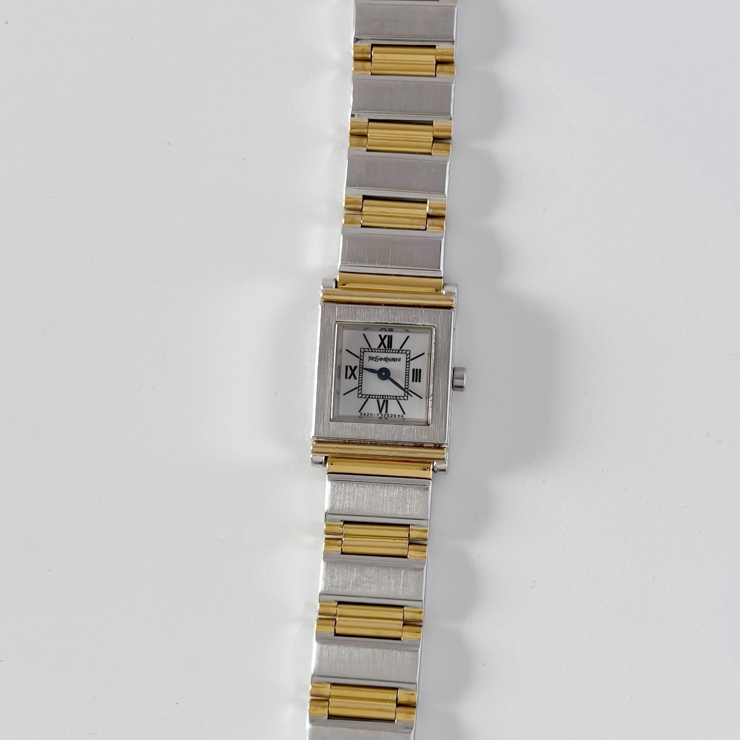 Yves Saint Laurent 1990s Square Dial Two Tone Watch