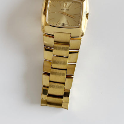 Gucci 1990s Date Gold Dial Gold Plated Watch