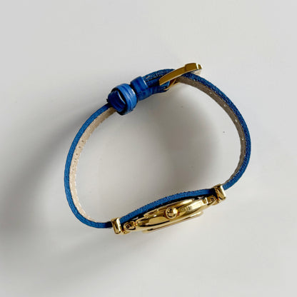 Fendi 1990s Interchangeable Strap Oval Dial Gold Plated Watch with 5 straps, case