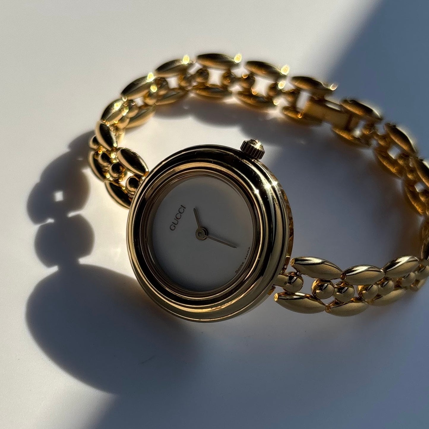 Gucci 1990s Interchangeable Bezel Gold Plated Watch with 6 bezels, case (160mm)