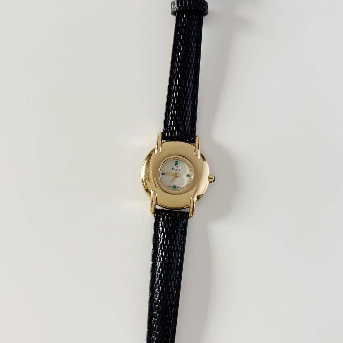 Fendi 1990s Round Dial Gold Plated Watch
