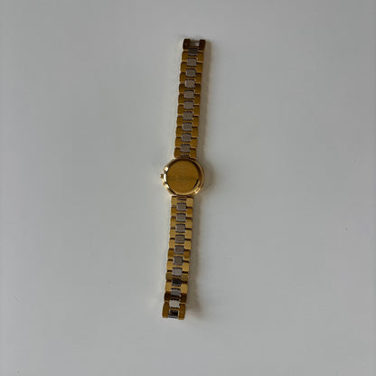 Dior 1990s Octagon Gold Dial Two-Tone Gold-Plated Watch