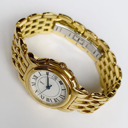 Yves Saint Laurent 1990s Date Gold Plated Round Watch