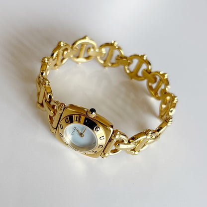 Gucci 1990s Seashell Dial Gold Plated Watch