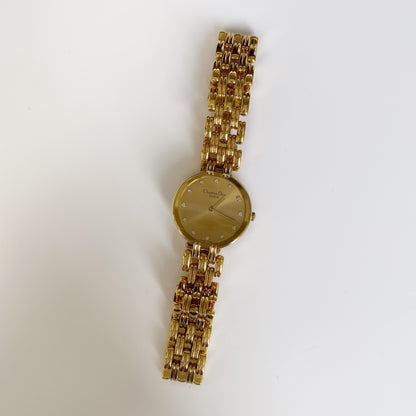 Dior 1990s Bagheera Gold Plated Round Watch