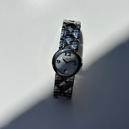 Dior 1990s Seashell Round Dial Stainless Steel Watch