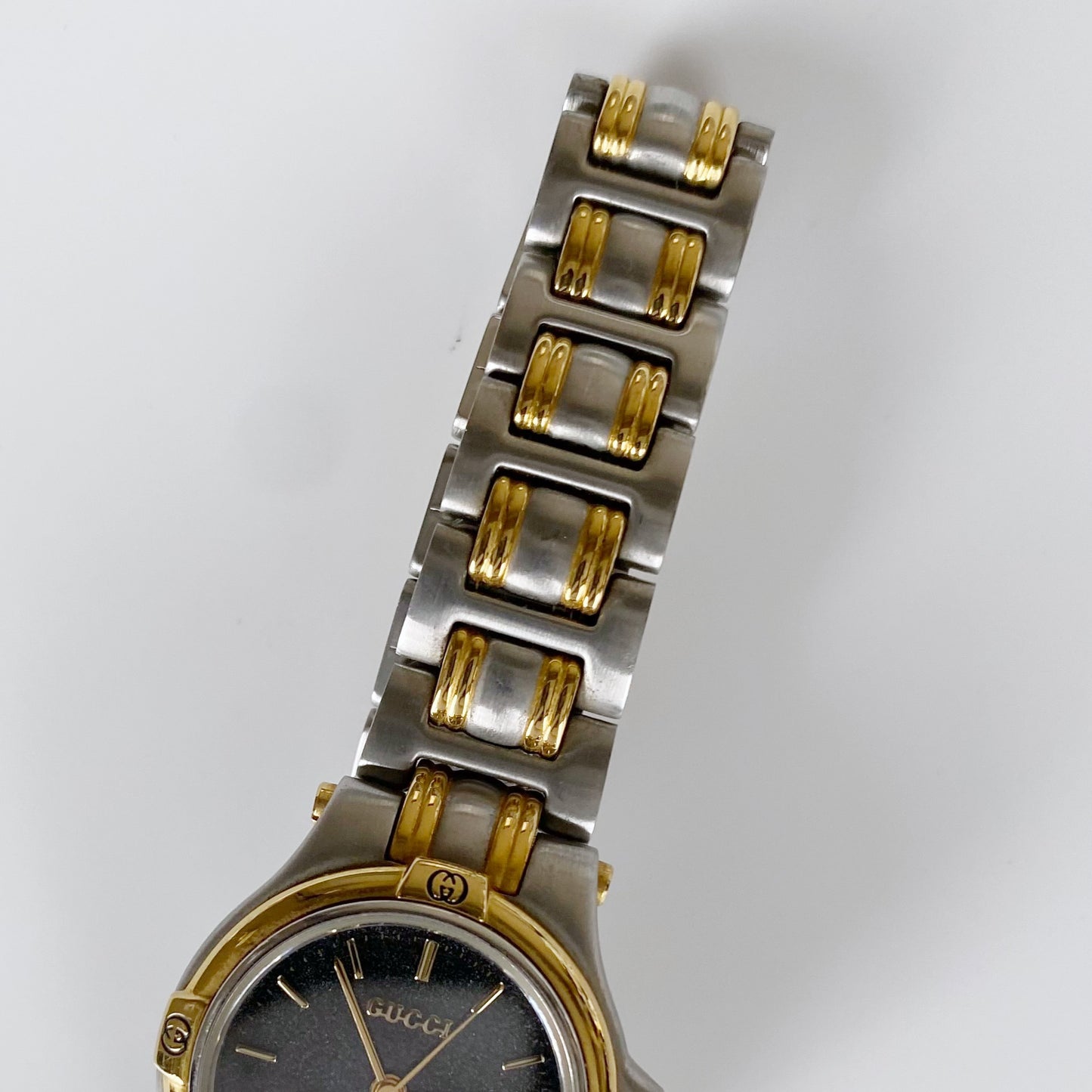 Gucci 1990s Black Dial Date Two Tone Watch