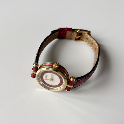 Gucci 1990s Round Dial Red Gold Plated Watch