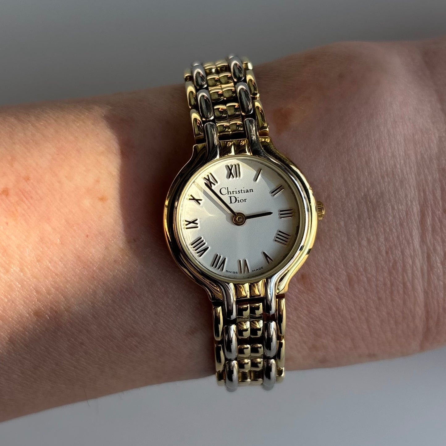 Dior 1990s Round Dial Two Tone Watch