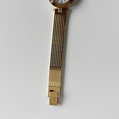 Dior 1990s Round Dial Gold Plated Watch