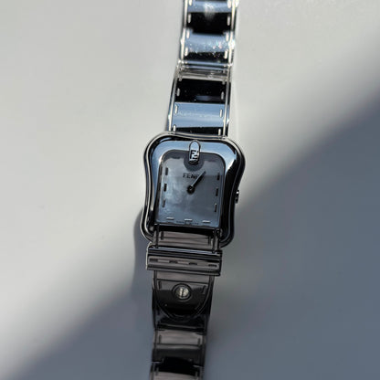 Fendi 1990s Seashell Dial Stainless steel Silver Buckle Watch