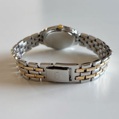 Dior 1990s Date Round Dial Two Tone Watch