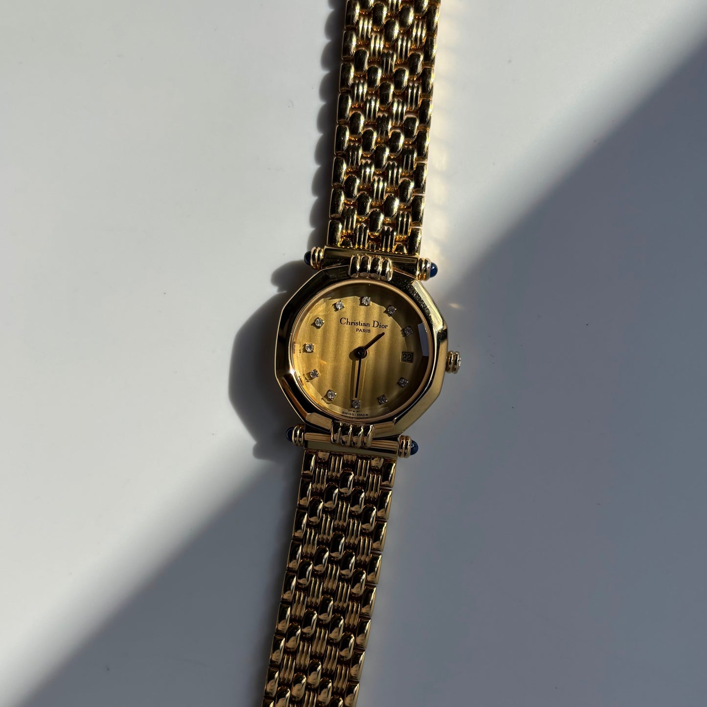 Dior 1990s Octagon Dial Gold Plated Watch