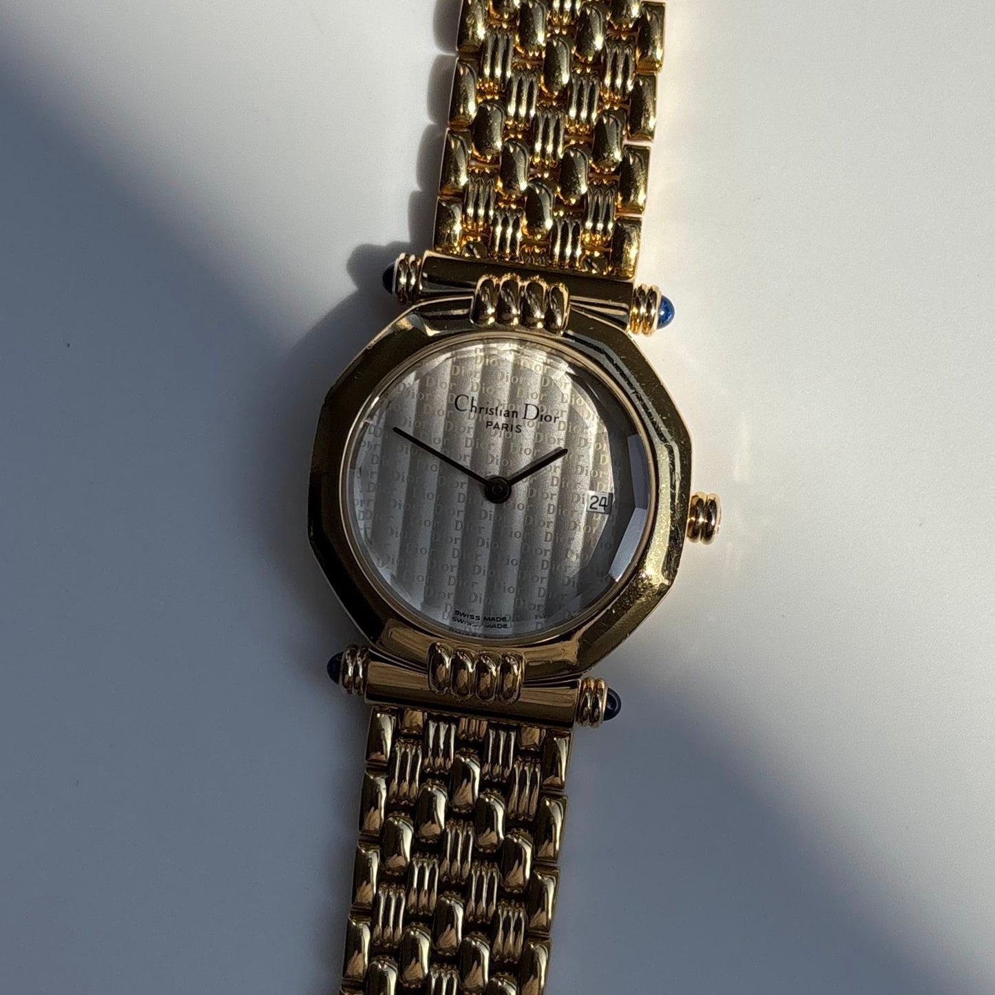Dior 1990s CD Logo Octagon Gold Plated Watch