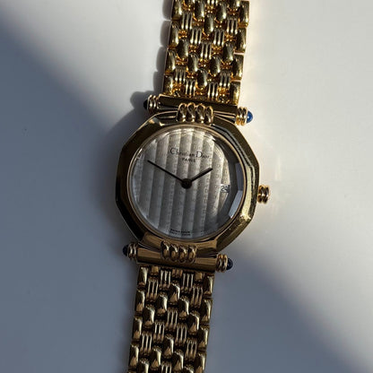 Dior 1990s CD Logo Octagon Gold Plated Watch